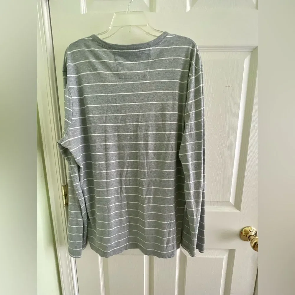 Banana Republic Business Casual Shirt - L - Grey Striped - Cotton Long Sleeve